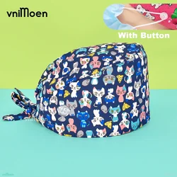 pet cat Medical Surgical Hats gorros quirurgicos Floral Bouffant Sanitary Cap with Sweatband Cartoon Printing Nursing Scrub Caps