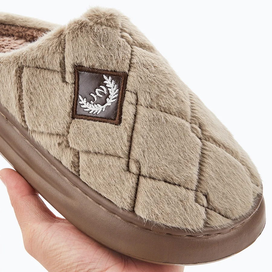 Men's Winter Solid Color Suede Slippers Are Non-Slip Warm Comfortable and Suitable for Home Casual Wear. Large Size 50/51