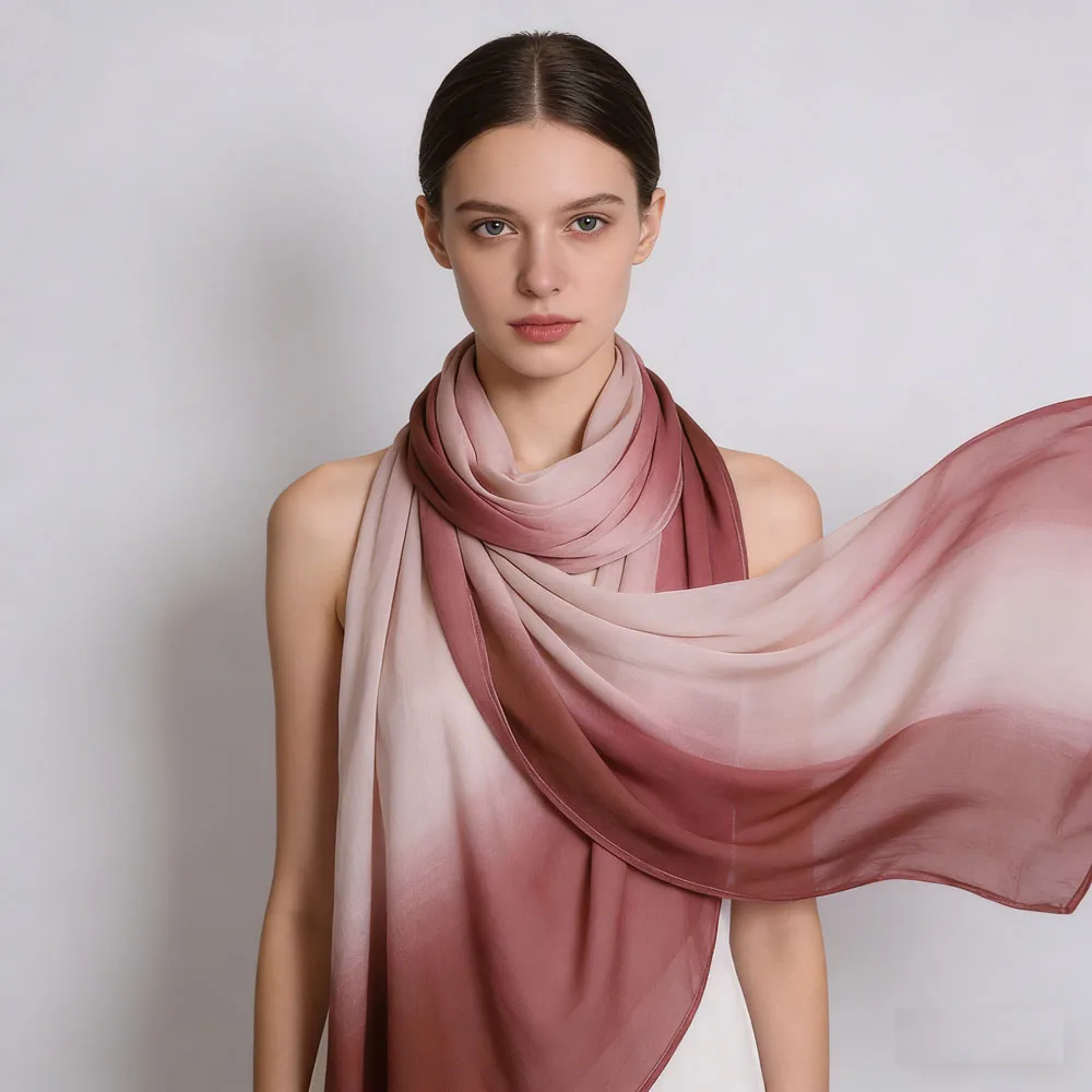 

Мусульманский градиент цвета, хиджаб, шали, женский простой шарф, большой размер, платок, исламский тюрбан, банданы, повязка на голову, Bufanda, платок 175*85