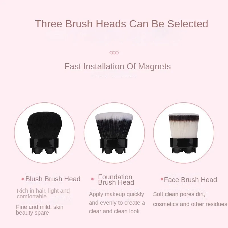 New 3in1 Vibration Makeup Brush 360 ° Automatic Rotation for Quick Face Makeup Powder Blush Electric Applicator Cosmetics Tools