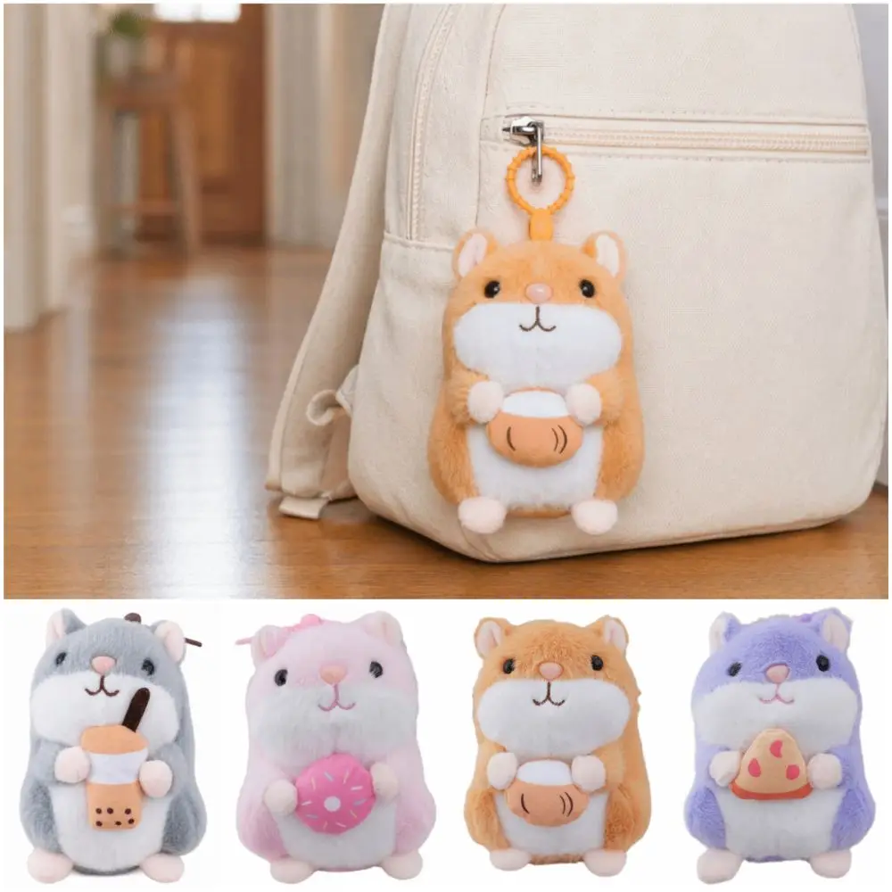 Cartoon Hamster Keychian Pendant Hairry 13cm Backpack Pendant Stuffed Animals Multicolor Plush Animal Doll Birthday Gift