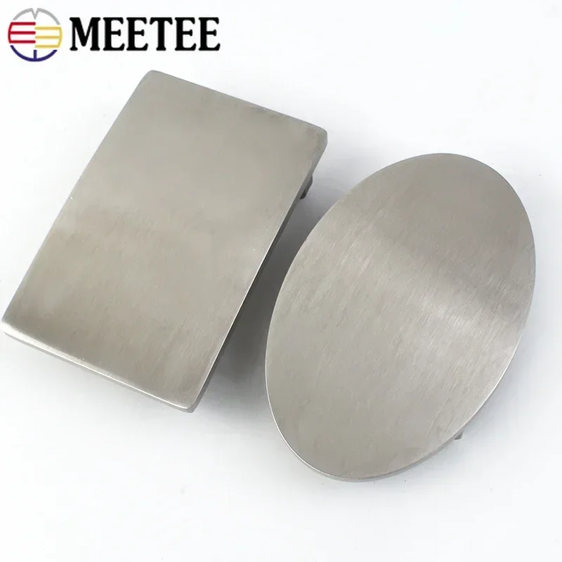 Meetee 1pc 35mm/40mm Stainless Steel Belt Buckles Metal Smooth Plate Buckle for Men\'s Waistband Head Pin Automatic Clasp Crafts