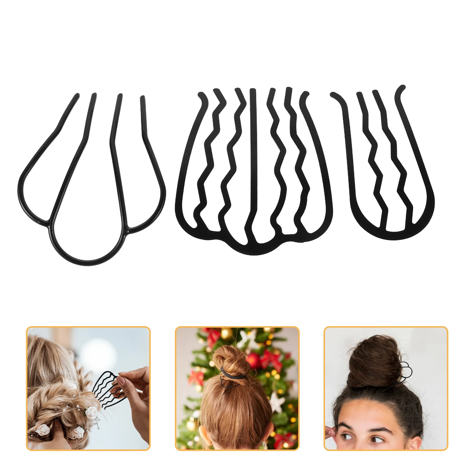 

6 Pieces Metal Hair Side Combs U Shape Hair Pins for Updo Bun Vintage Hair Fork Clip for Women Hair Styling Accessories