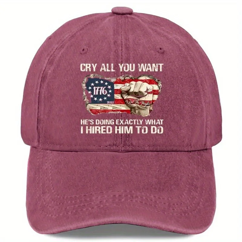 Vintage Washed Baseball Cap with Patriotic American Flag Motif & Bold 