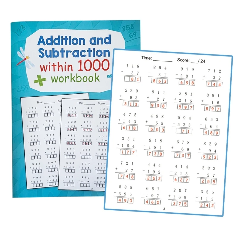 Paper Math Drills Workbook for Kids Efficient Multiplication Division Training 77JC