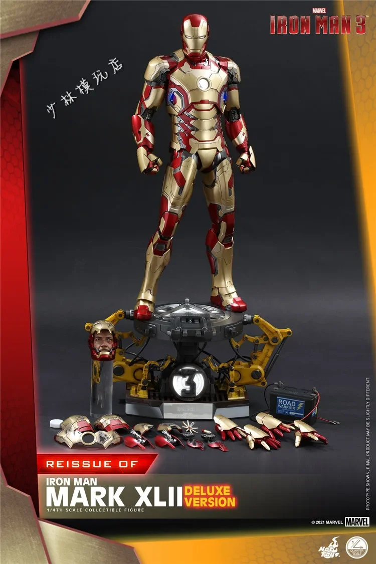 Original Hot Toys Iron Man Action Figure 1/4 Mk42 Anime Figuren Deluxe Edition Ht Qs008 Statue Mechanische Basis Sammeln Spielzeug Geschenke