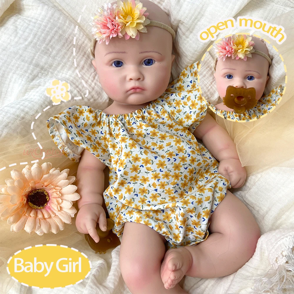 

Full Body Silicone Reborn Baby Doll Ultra Realistic Open Eyes Lovely Girl Waterproof Flexible Limbs for Early Learning Resource