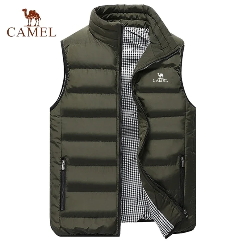 Gilet da uomo in cotone CAMEL ricamato di fascia alta, gilet, autunno e inverno, moda casual, comoda giacca senza maniche