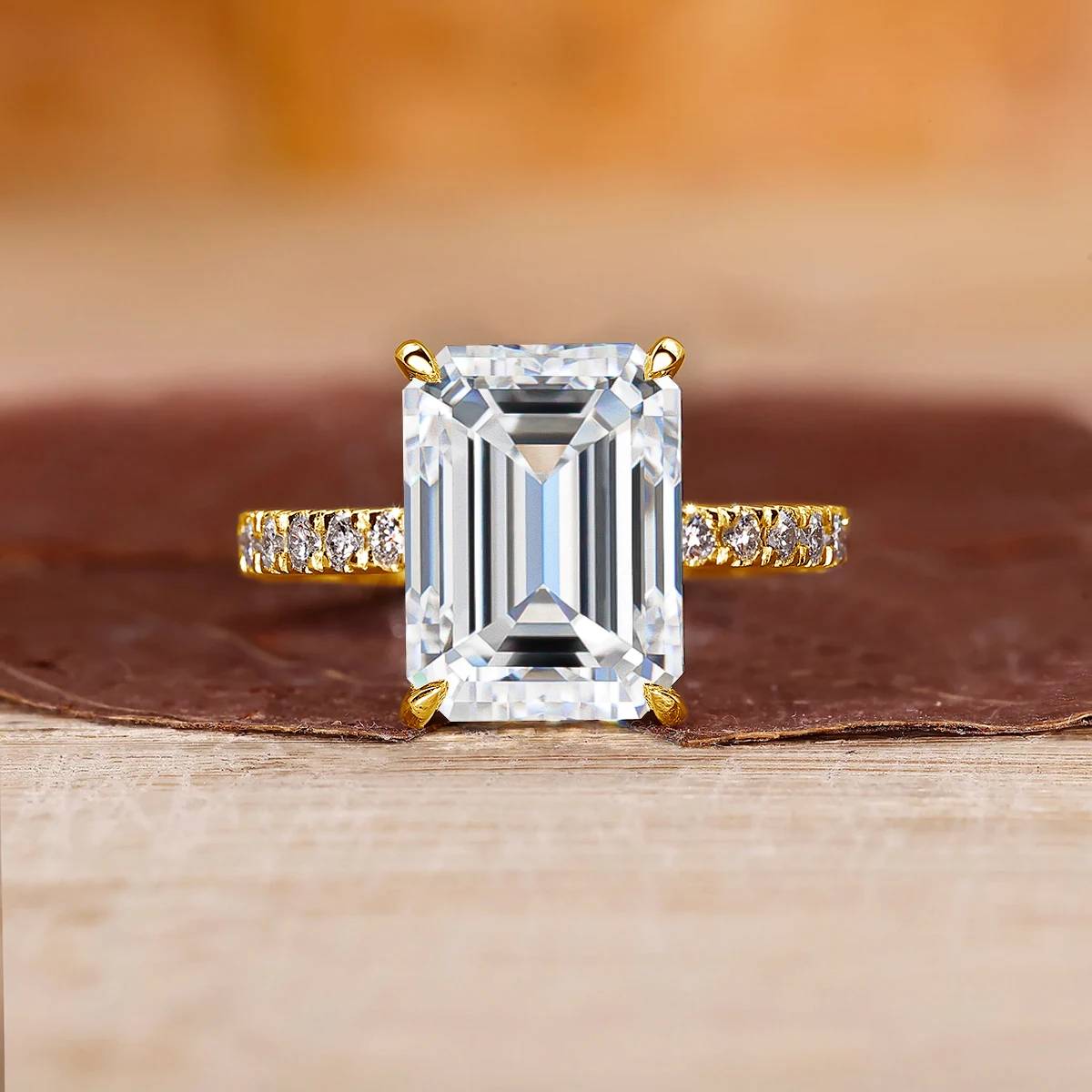 Klassische 3-Karat-Moissanit-Ringe im Smaragdschliff für Damen, D-Farbe, VVS1, echtes 925er Sterlingsilber, Verlobungs-, Hochzeits- und Party-Schmuck. – Detail 7