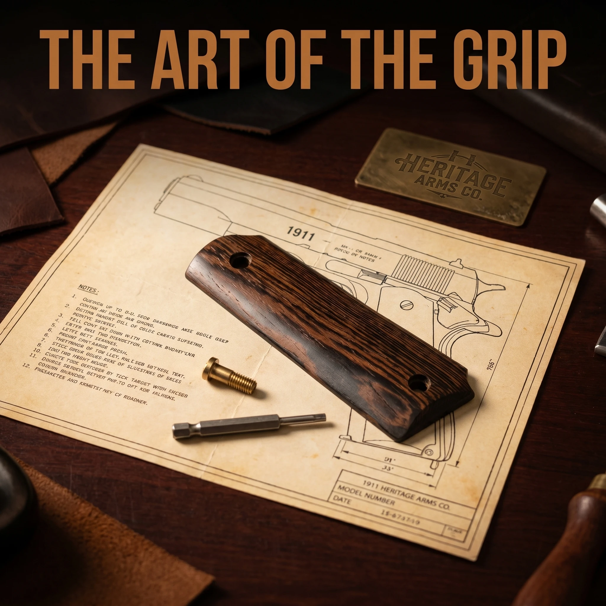 1911 Replacement Grips Natural Wenge Wood Grips CNC Precise Cut Anti-Slip Ergonomic Wood Handle Scales Vintage Aesthetic