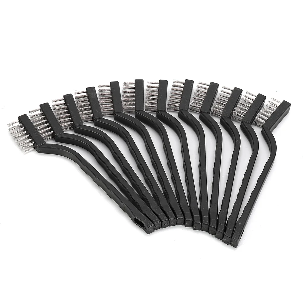 12Pc 170mm Steel Wire Brush Mini Stainless Steel DIY Paint Rust Remover Brush Metal Polishing Burring Removal Tools