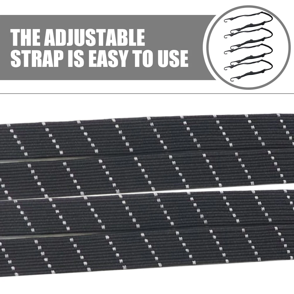 

4pcs 60cm Black Elastic Straps Heavy Duty Adjustable Bike Cargo Fixing Ropes Luggage Rack Motorcycle Tie Downs Securing Hooks
