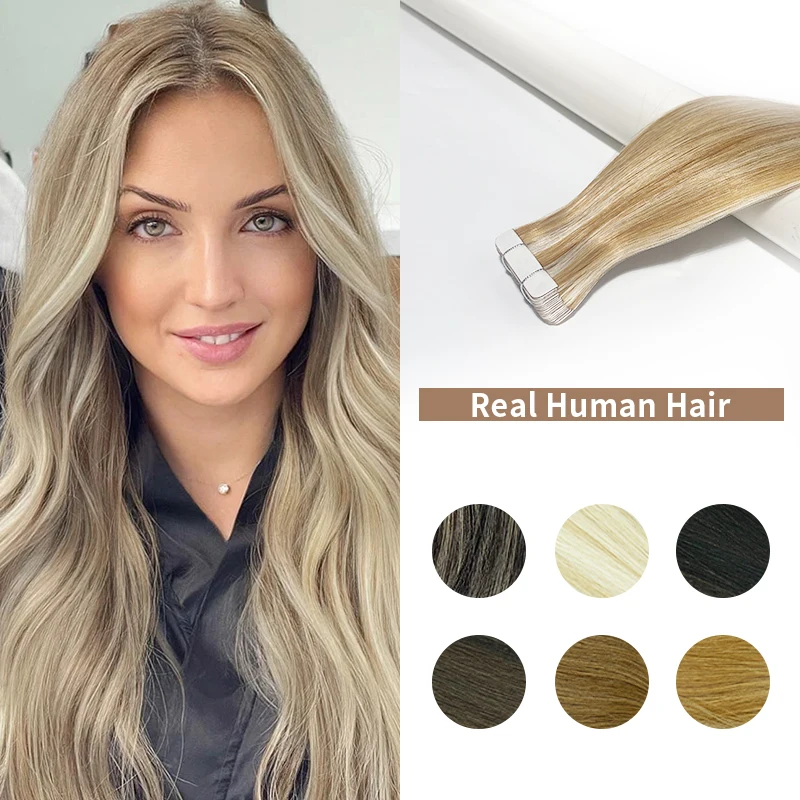 

Tape In Human Hair For Braiding Straight Human Hair 10pcs/Pack European Remy Straight Invisible Tape-In Adhesive Hair Extensions