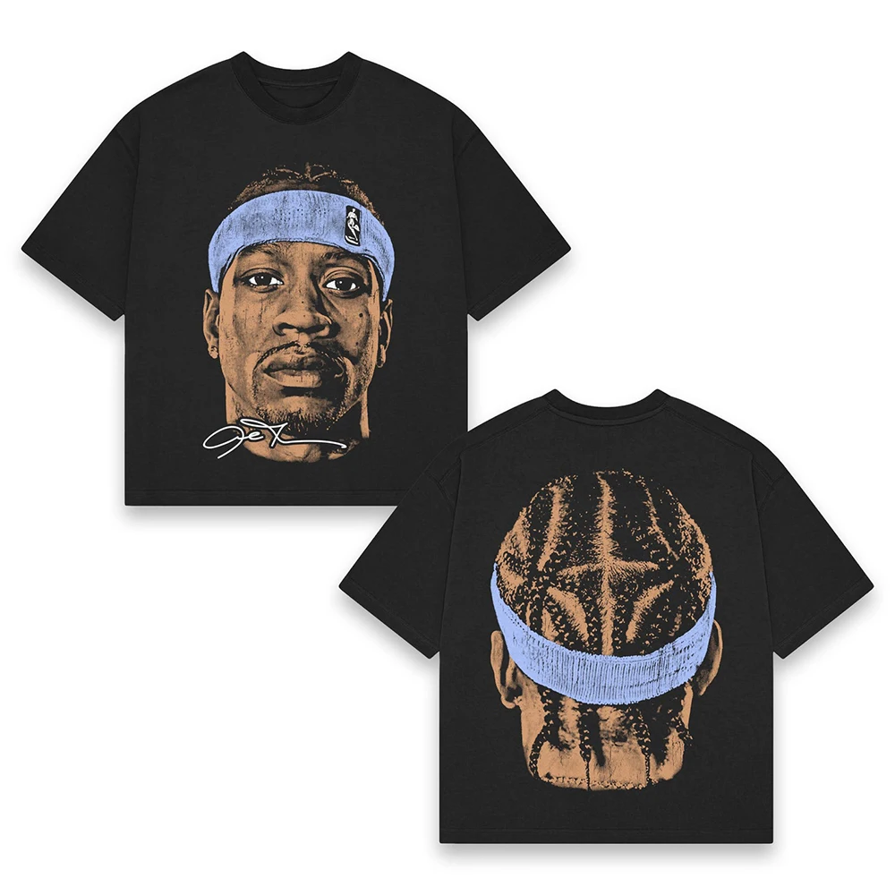 

Футболка Homage Tees Basketball Allen Iverson с двусторонним американским принтом, в стиле ретро, свободного кроя, с коротким рукавом, молодежная модная.