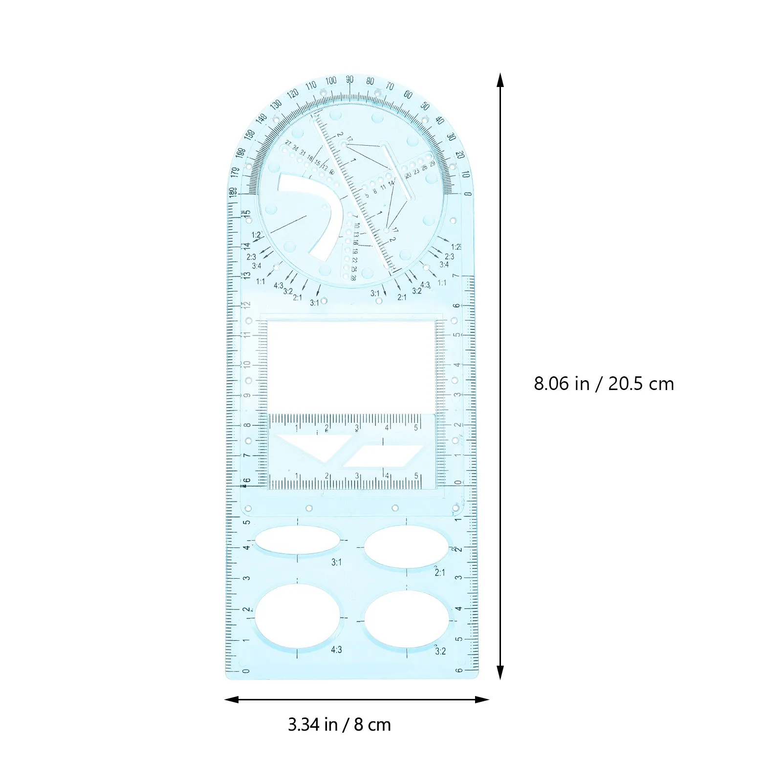 Multifunctional Geometric Drawing Ruler Set High-Grade Plastic Drafting Tool for Architecture Art Design Mathematics School