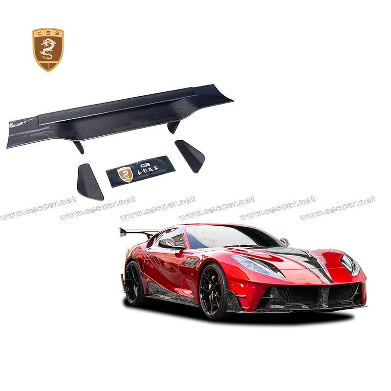 

Modified MSY Style Carbon Fiber Car Trunk Spoiler For Ferrari 812 Rear Wing 2017 GTS High Tail Wings with Base Bracket Accessory