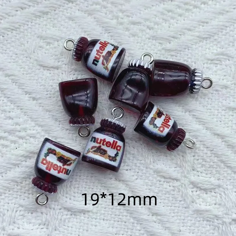 10Pcs Cartoon 3D Bread Jam Resin Charms for Necklace Earrings Keychain Making Jewelry Cute Bottle Floating Pendants