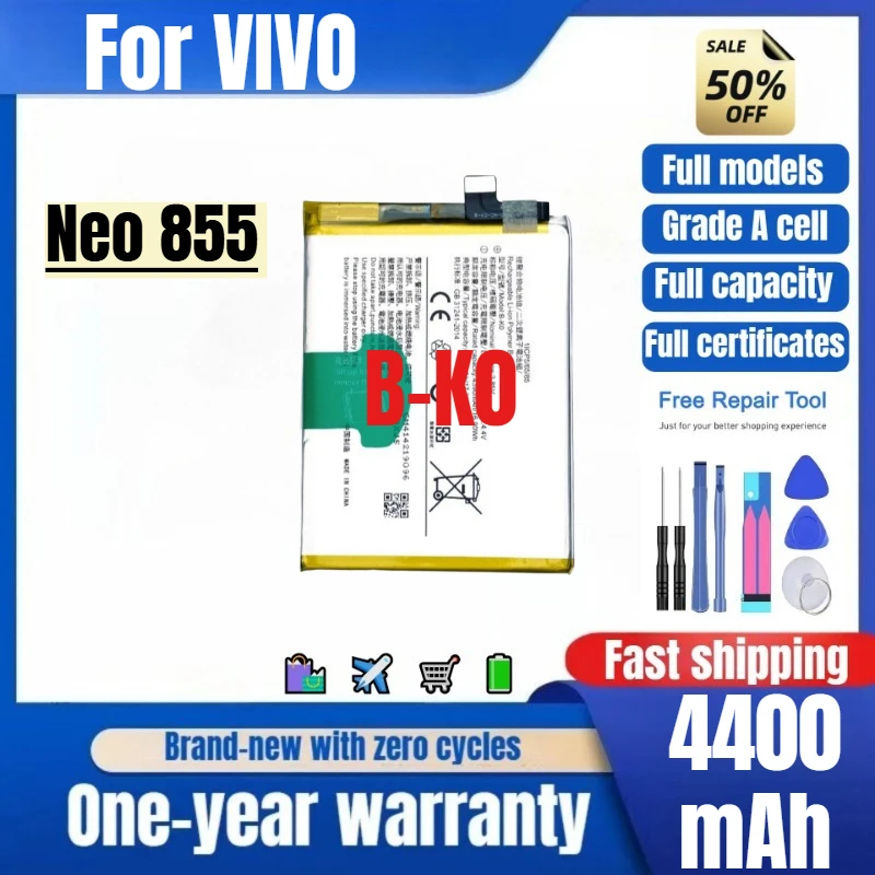 B-K0 for VIVO Neo855 Mobile Phone Battery 0 Cycle High Quality High Capacity Battery Replacement Bateria Grade A Cell with Tools