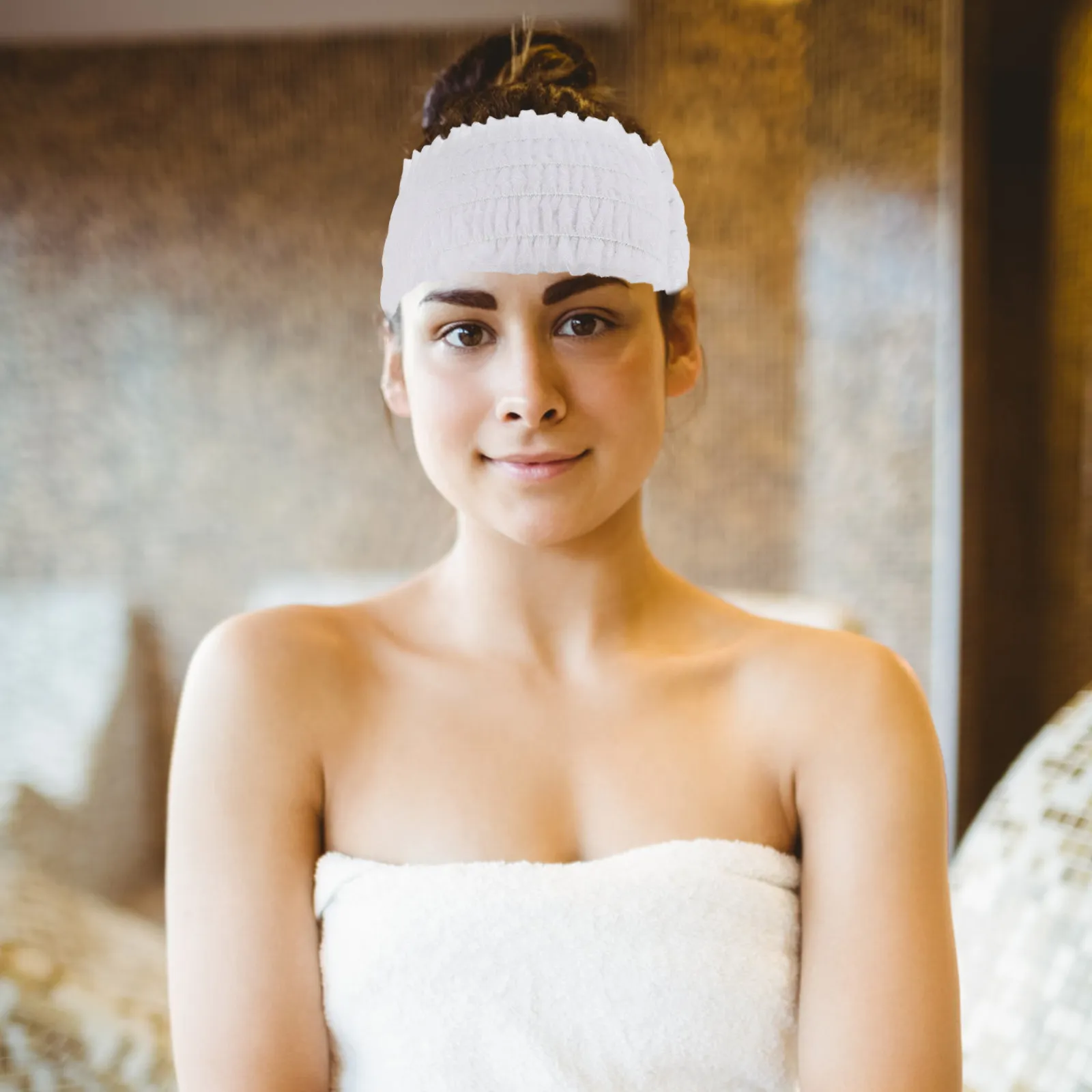 

100 шт. одноразовых повязок на голову универсального размера из нетканого материала для спа-процедур, массажа, ухода за кожей, макияжа, использования в салонах красоты, белые