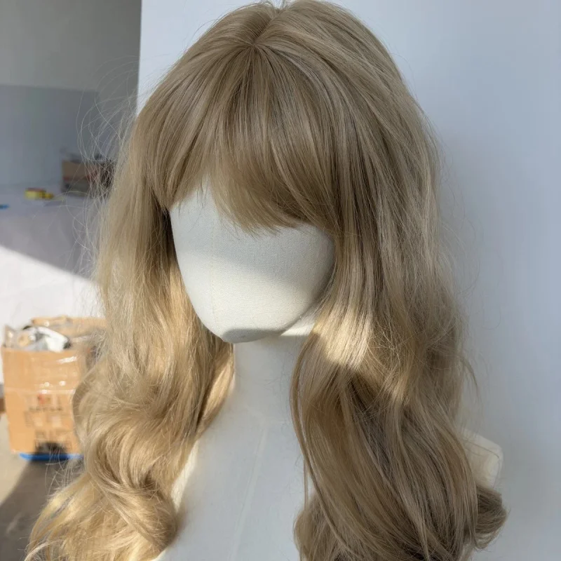 

100% Human Hair New Women's Long Natural Brown Blond Mix Wavy Full Wig 20 Inch