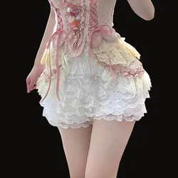 5 Layered Lace Lolita Safety Short Pant Sweet White Women Teen Girl Cute Maid Bloomers Pumpkin Shorts Japanese Ruffle Knickers