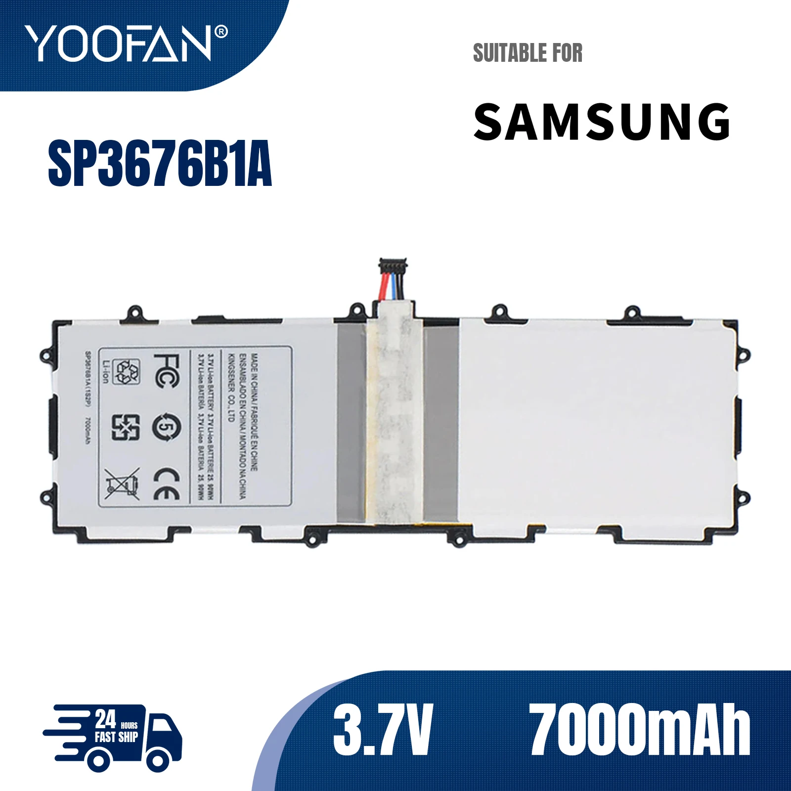 

YOOFAN SP3676B1A(1S2P) для Samsung Galaxy Tab 2, 10,1, GT-N8000, GT-N8010, GT-N8013, GT-P5100, P5113, P7510, P7500, P5100