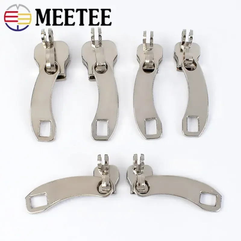 Meetee 2/5/10Pairs 5# 8# 10# Zipper Sliders for Nylon Zippers with Lock Hole Handbag Luggage Zip Head Sewing Puller Material