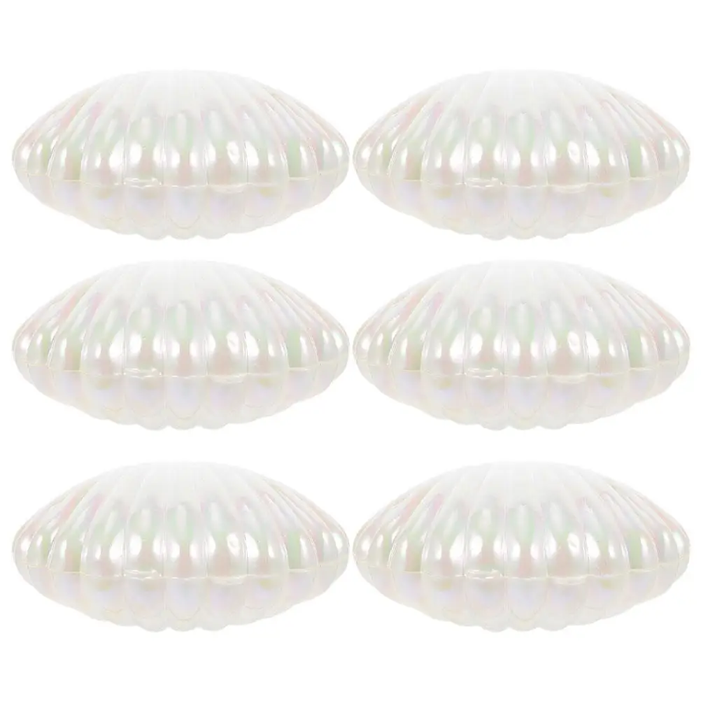 

6 Pearl Shell Candy Boxes Iridescent Plastic Clam Party Favors Seashell Dish Mermaid Candy Jewelry Storage Wedding Gifts