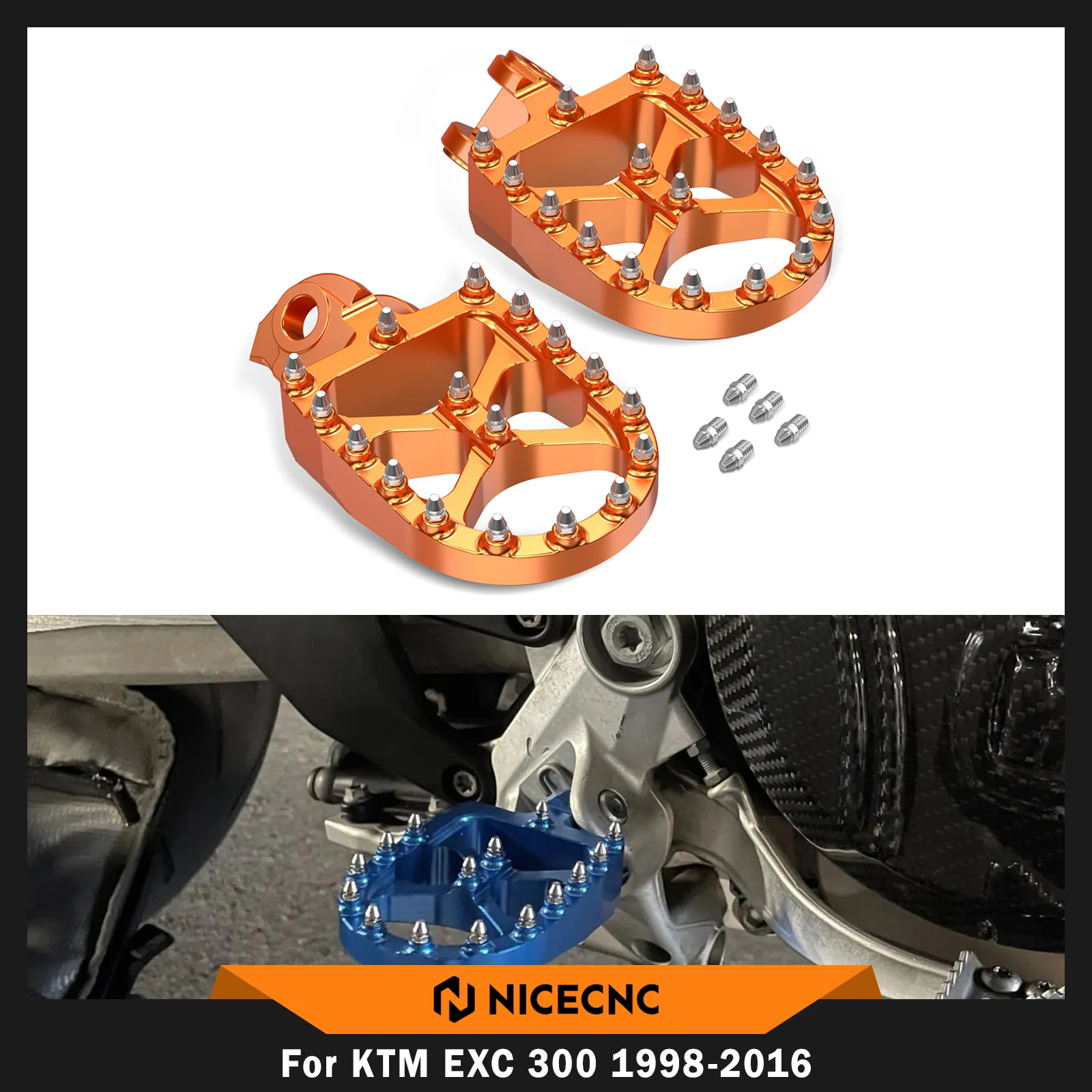 

For KTM EXC 300 EXC 250 EXC 450 EXC-F 250 SX250 1998-2016 SXF 450 SXF 250 1998-2015 XC XCF XCW XCFW 2006-2016 Foot Pegs Footrest