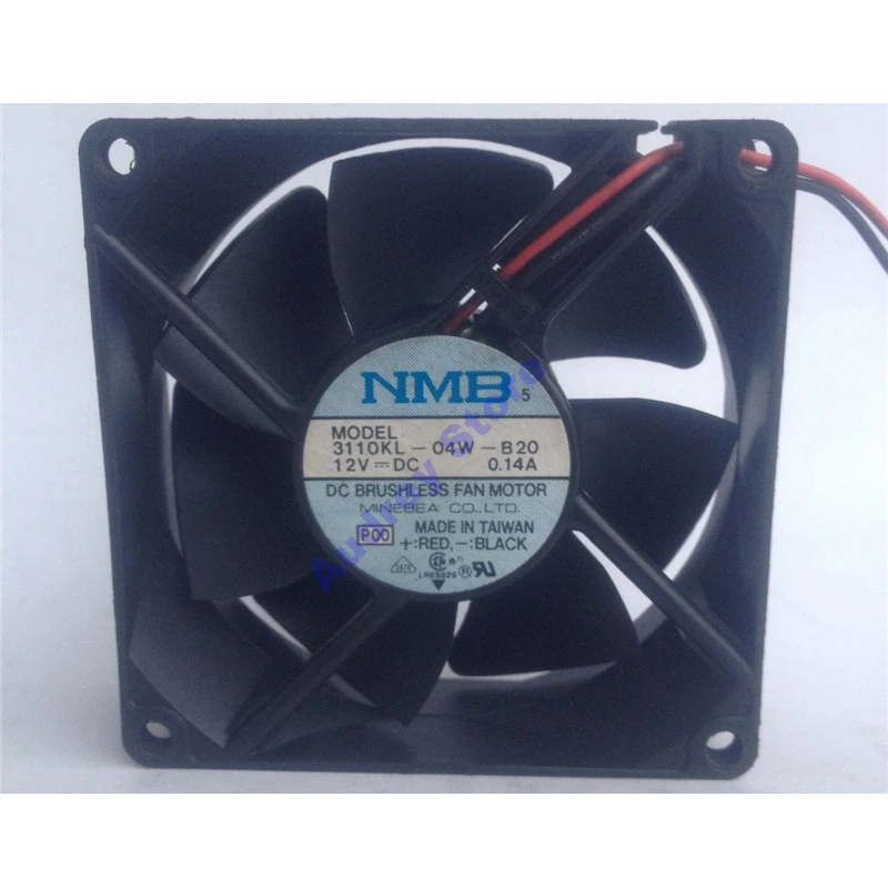 NMB 3110KL-04W-B20 8025 8CM DC12V 0.14A 2-wire ball bearing cooling fan 2400rpm 28.2CFM  21.6pa air blower