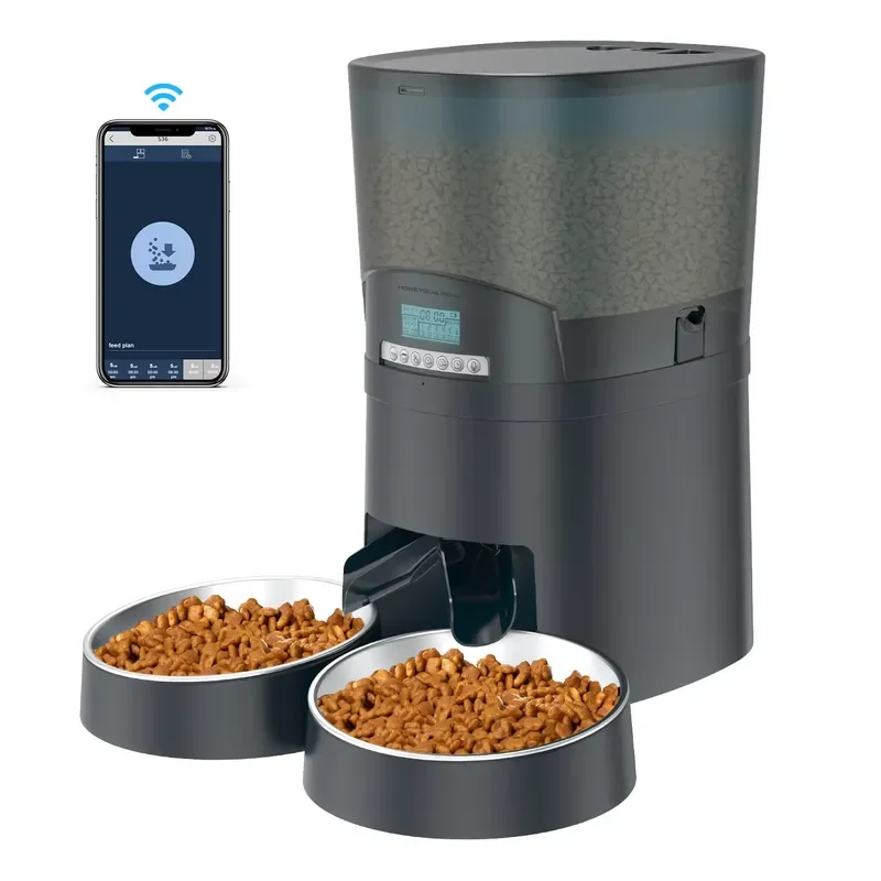 Two Modes Control Tuya WiFi Connected App Programmable Feeding Plan Automatic Cat Pet Feeder for 7L Large Capacity Container