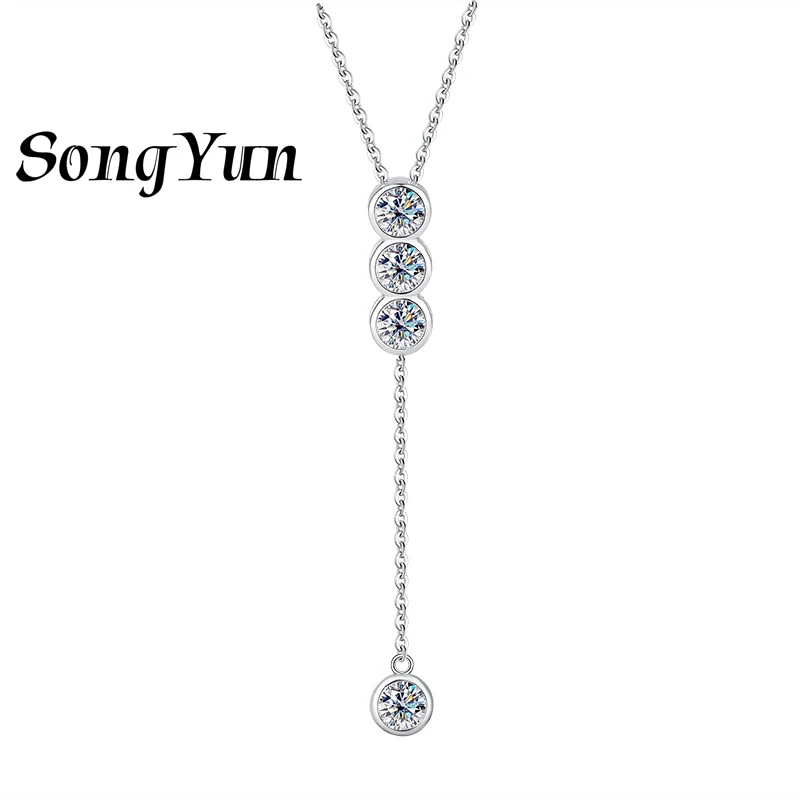 SONGYUN Brand Jewelry 925 Sterling Silver Necklace Moissanite Diamond Modern Fashion Ladies Rhodium Plated MST Patent Pendant