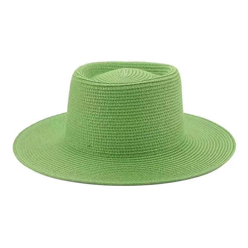 new Men and women STRAW HAT bump top sun hat women  chain acrylic accessories sun hat outdoor straw hat sunscreen beach hat