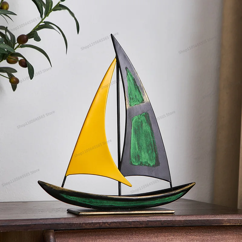 For Smooth Sailing, Simple Iron Sailboat Ornaments, Office and Living Room Decorations