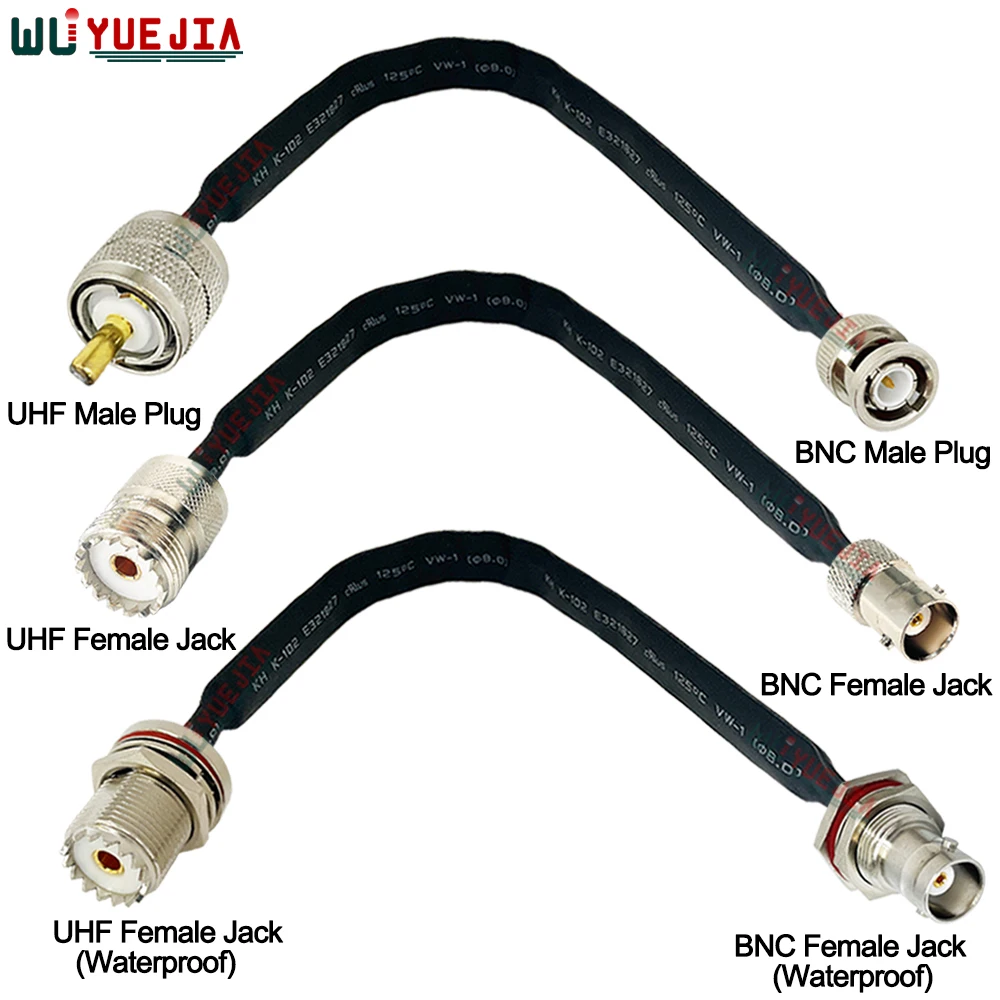 

20/30/40CM SO-239 PL-259 SL16 UHF Male Plug to Q9 BNC Female Jack 50ohm Connector Window Door Pass Through Flat RF Coaxial Cable