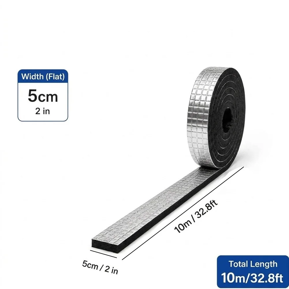 Thermally Efficient Foam Insulation Roll with Foil Layer for Indoor Outdoor Plumbing HVAC and Process Piping Installations