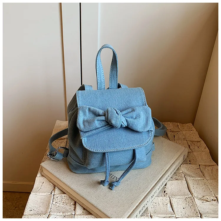 

2025 Trendy Denim Backpack for Women Stylish Niche Shoulder Tote Versatile Bucket Bag Casual Crossbody Purse