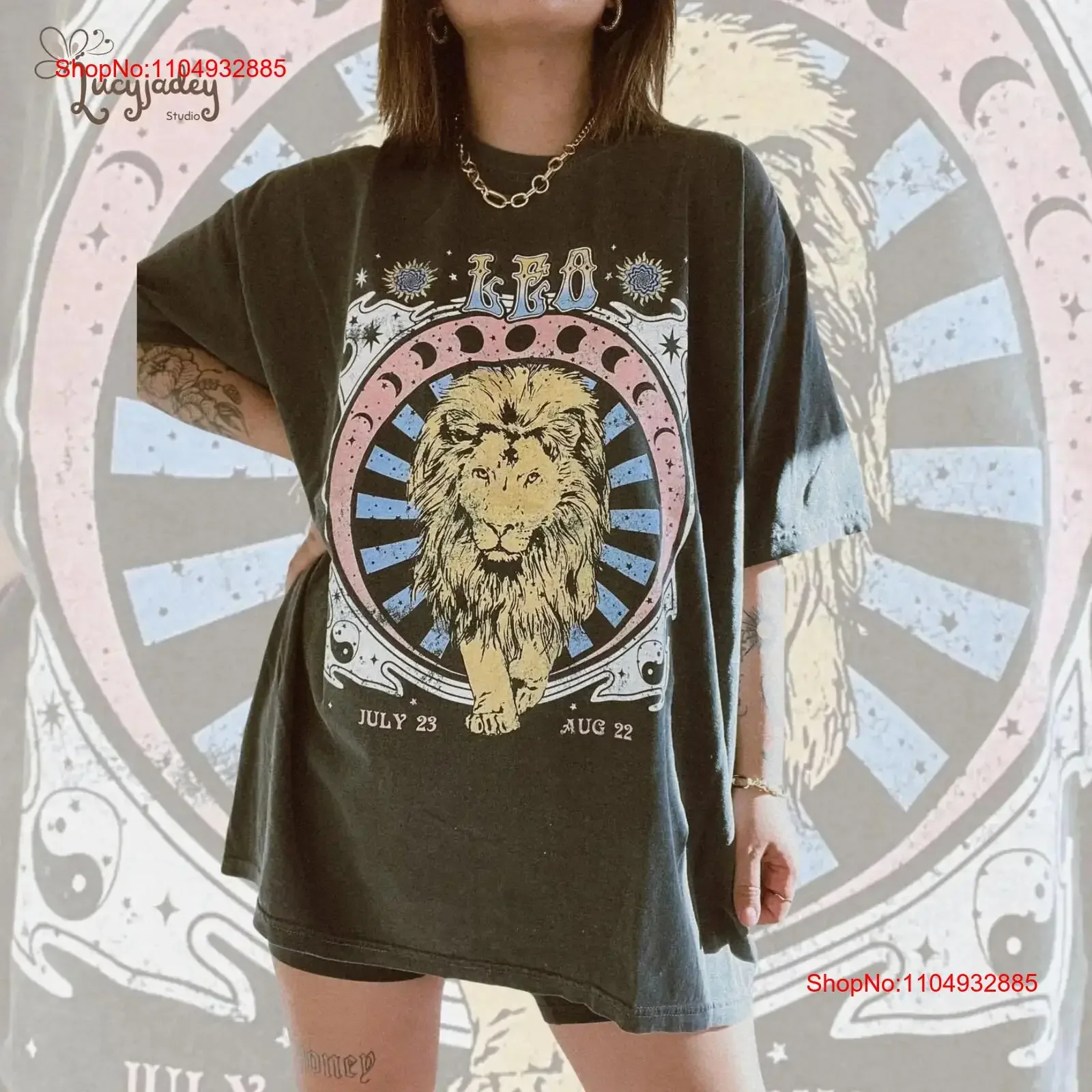 تي شيرت Leo Zodiac Astrology تي شيرت برج النجوم علامة كلاسيكية مغسولة وناعمة مصممة للملابس جرافيك علوي للارتداء اليومي مريح #1