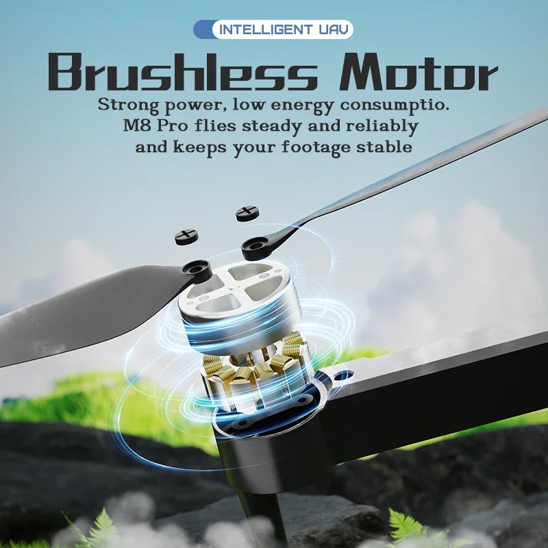 Children's Gift M8 Pro Drone Upgraded Version Brushless Motor Obstacle Avoidance Optical Flow Positioning Hover