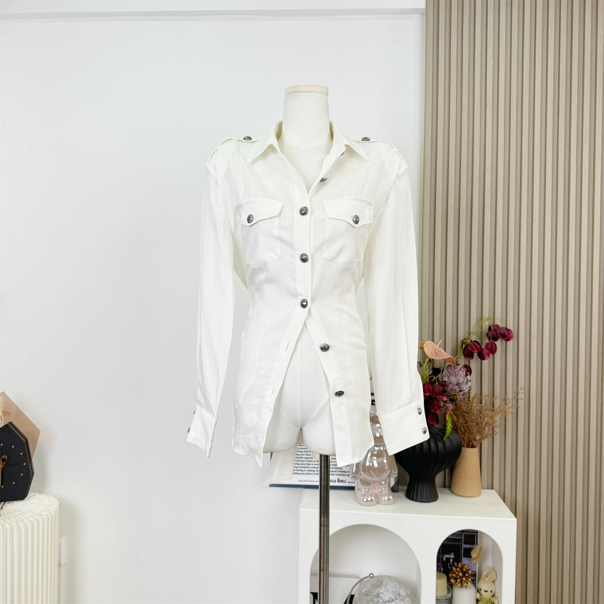 

White Long Sleeve Casual White Shirt Top
