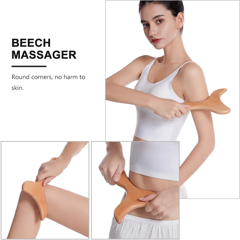 

1pc Wooden Scrape Board Physiotherapy Massage Tool Handheld Beech Massager Scraping Back Stick Household Manual Practical