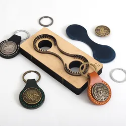 1Pcs Japan Steel Blade Wooden Die Key Ring Pendant Leather Craft Punch Hand Tool  Leather Cutter