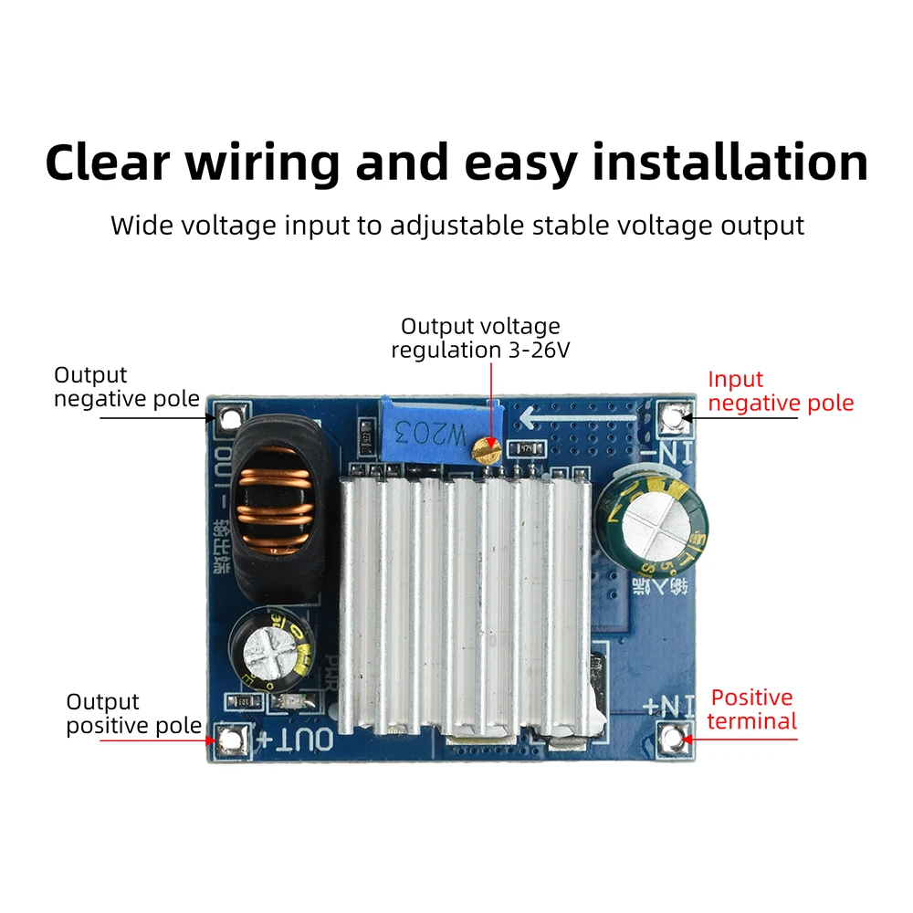 4A DC-DC Buck Converter 9-100V Ultra Wide Input 3-26V Adjustable Power Supply Module For Solar Industrial Surveillance Equipment