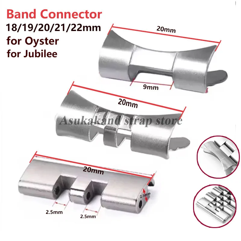 18/19/20/21/22mm Stainless Steel Strap Connectors for Seiko SKX007 SKX009 for Oyster Jubilee Curved Flat End Link Band Adapter