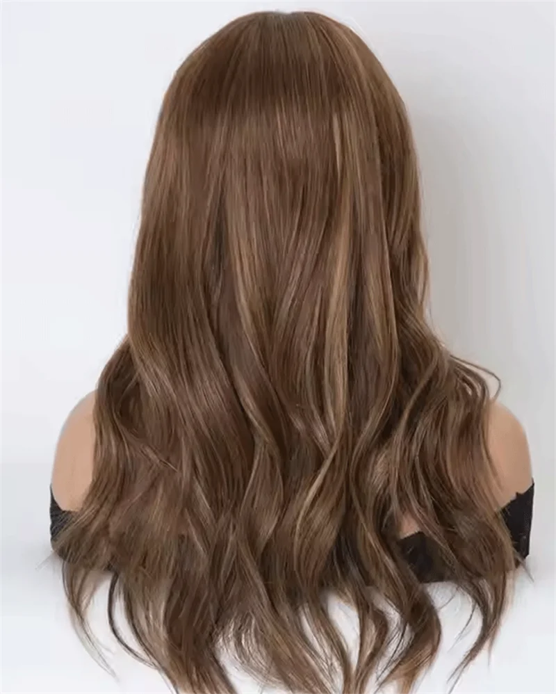 

Dark Brown Wig Body Wavy Synthetic Lace Front Wig Glueless Wig Long Synthetic Hair Lace Wigs for Women Darkest Ashy Blonde Wig