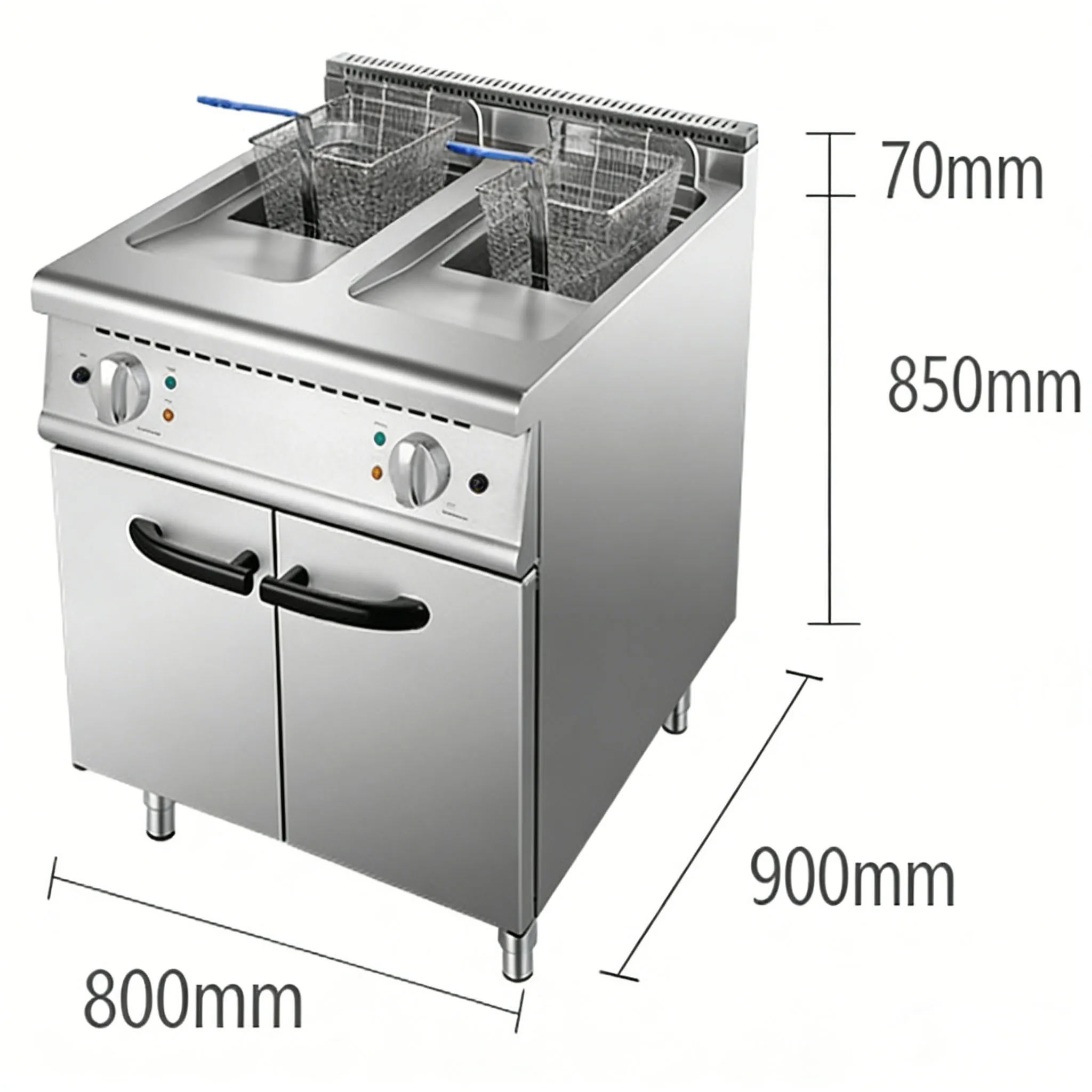 For CPVKRY Commercial Grade Stainless Steel Easy To Clean 21L 2 Fryer 380V 18KW Electric Deep Fryer Equipment With Cabinet %*