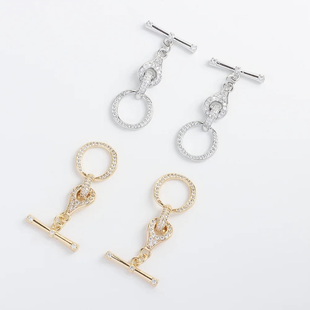 

1, медная позолоченная циркониевая круглая пряжка OT, жемчужный браслет, ожерелье, соединительная пряжка, материал для самостоятельного изготовления ювелирных изделий, аксессуары