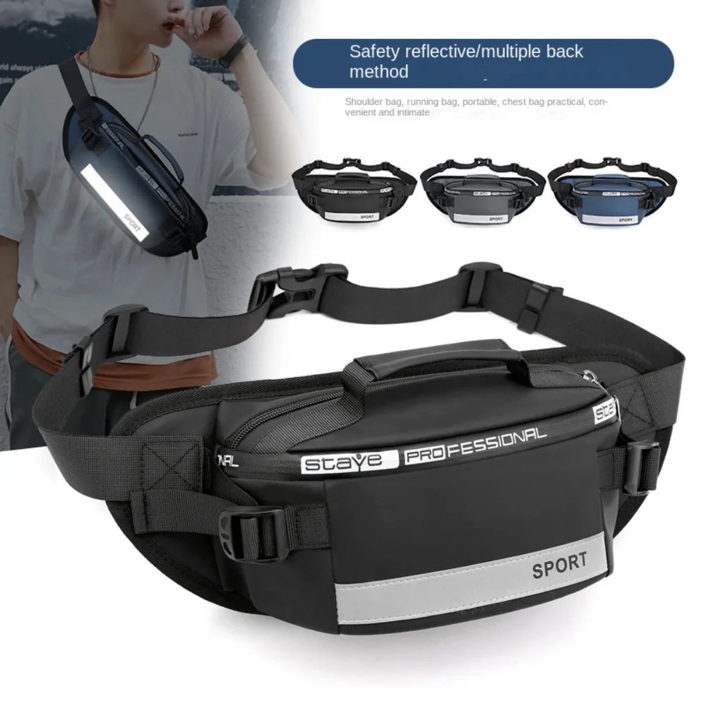 

Fashion Nylon Men Chest Bag Multi-function Large Capacity Men Running Waist Bag Belt Bag Lightweight Sports Phone Bag Running