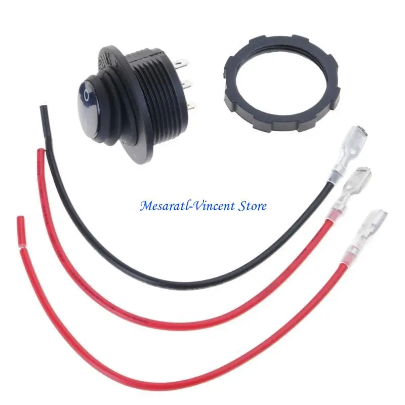 A70F ON/OFF Round Rocker Switch LED illuminated Car Dashboard Boat 12V 3Pin Switch Waterproof