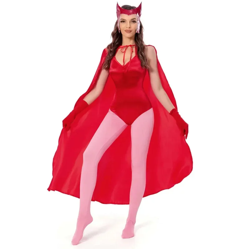 2025 2025 New Vision Scarlet Witch Wanda Maximoff Cosplay Costume Cloak Dress Women Jumpsuit Outfits Adult Halloween Ca 96ly